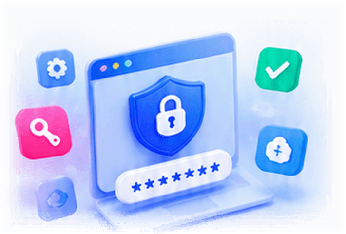 A browser window protected by a security shield